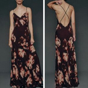 Reformation The Collection Darwin Maxi Silk Dress Gown Rose Dream Wine Cocktail